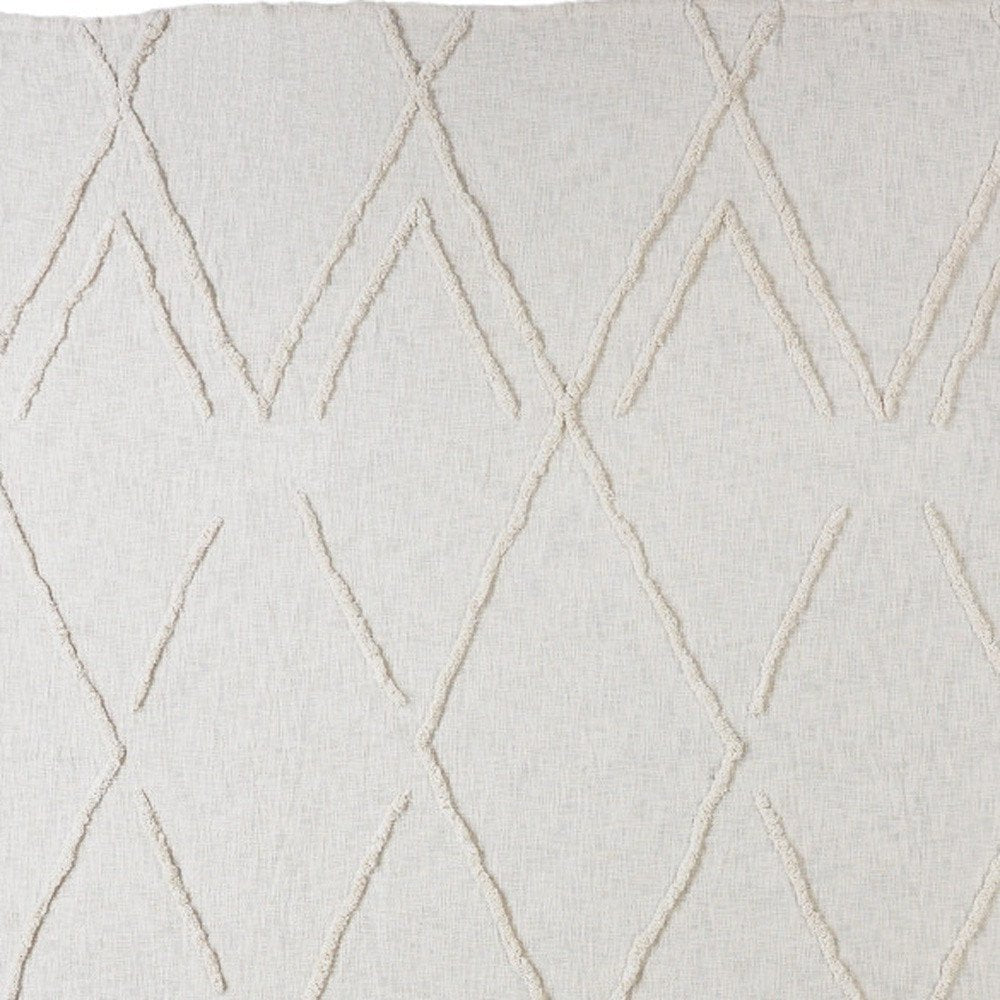Ivory Geometric Queen Cotton Coverlet HomeRoots