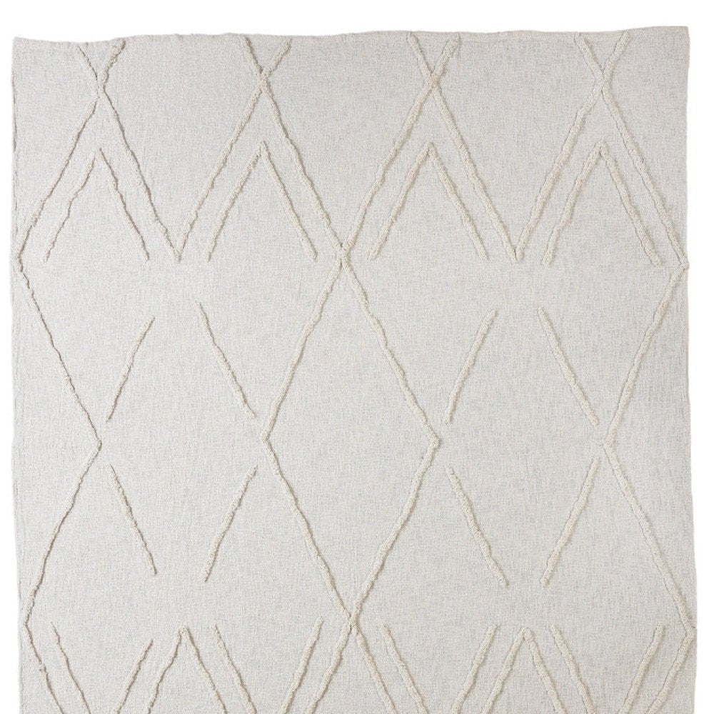 Ivory Geometric Queen Cotton Coverlet HomeRoots