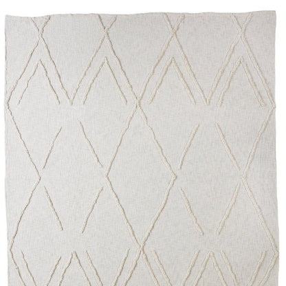 Ivory Geometric Queen Cotton Coverlet HomeRoots