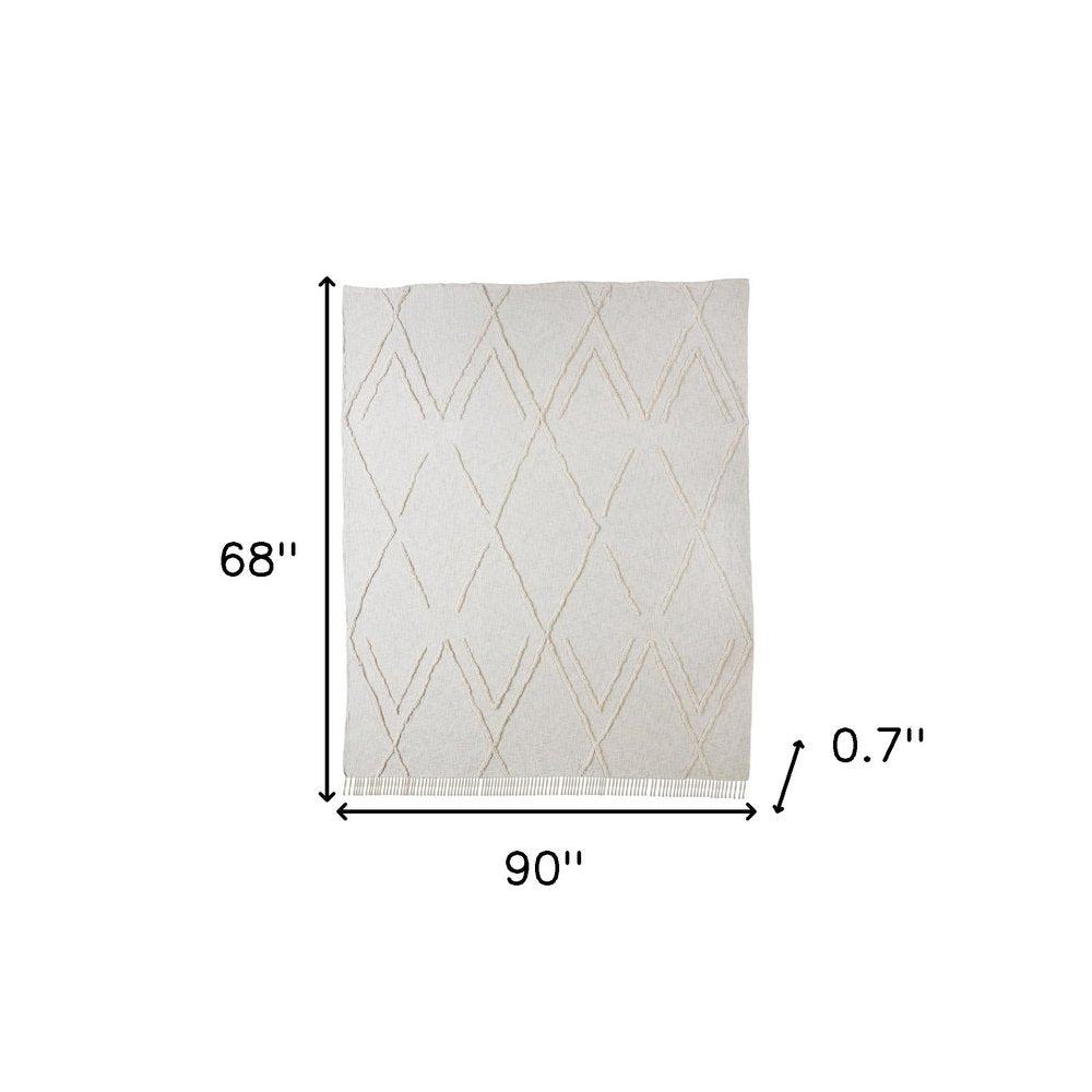 Ivory Geometric Queen Cotton Coverlet HomeRoots
