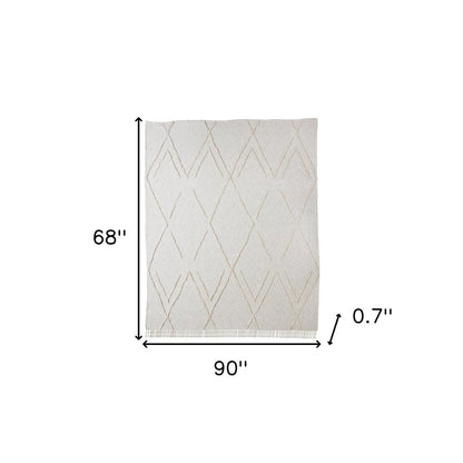 Ivory Geometric Queen Cotton Coverlet HomeRoots
