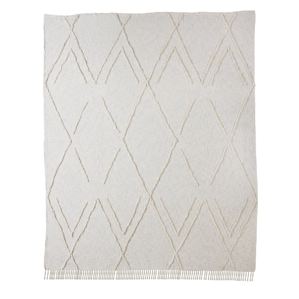 Ivory Geometric Queen Cotton Coverlet HomeRoots