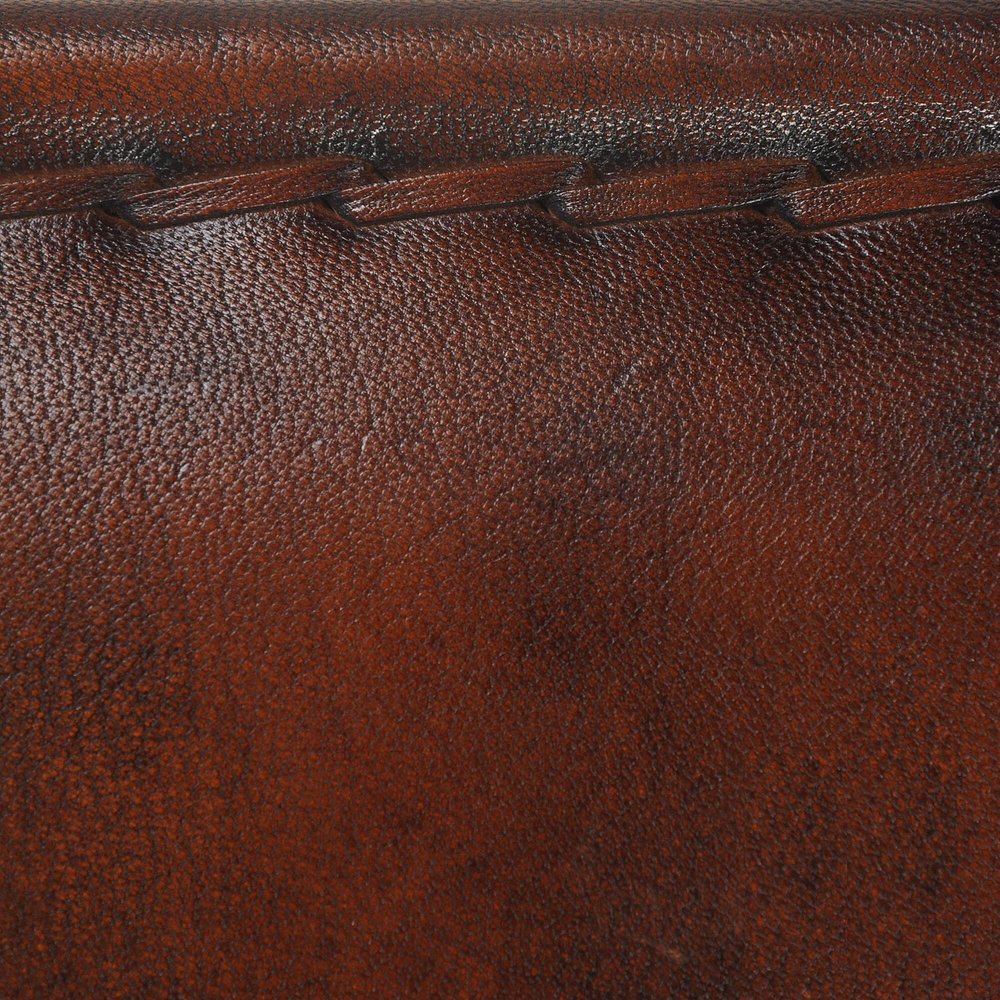 29" Brown and Black Metal And Genuine Leather Director's Chair HomeRoots