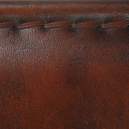 29" Brown and Black Metal And Genuine Leather Director's Chair HomeRoots