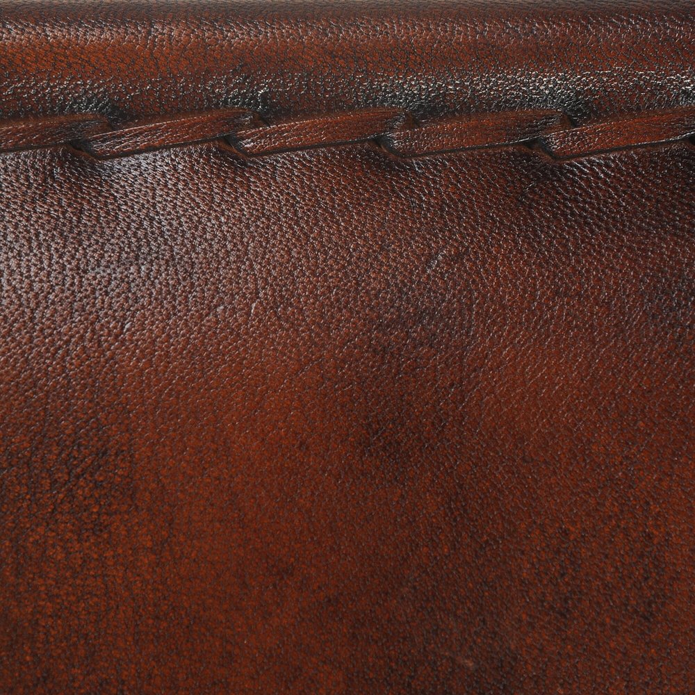 29" Brown and Black Metal And Genuine Leather Director's Chair HomeRoots