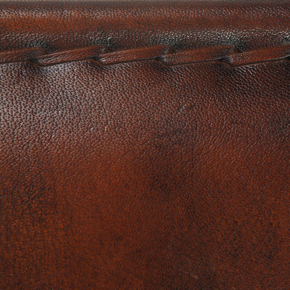 29" Brown and Black Metal And Genuine Leather Director's Chair HomeRoots