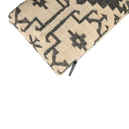 48" Cream and Black Cotton Blend Upholstered Southwest Bench HomeRoots