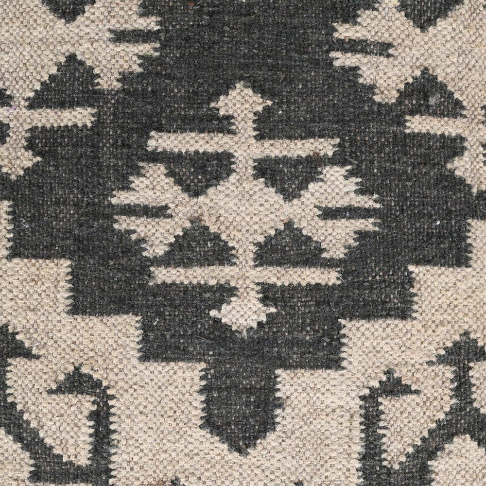 48" Cream and Black Cotton Blend Upholstered Southwest Bench HomeRoots