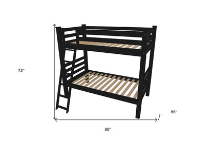 Black Queen Over Queen Solid Wood Bunk Bed HomeRoots