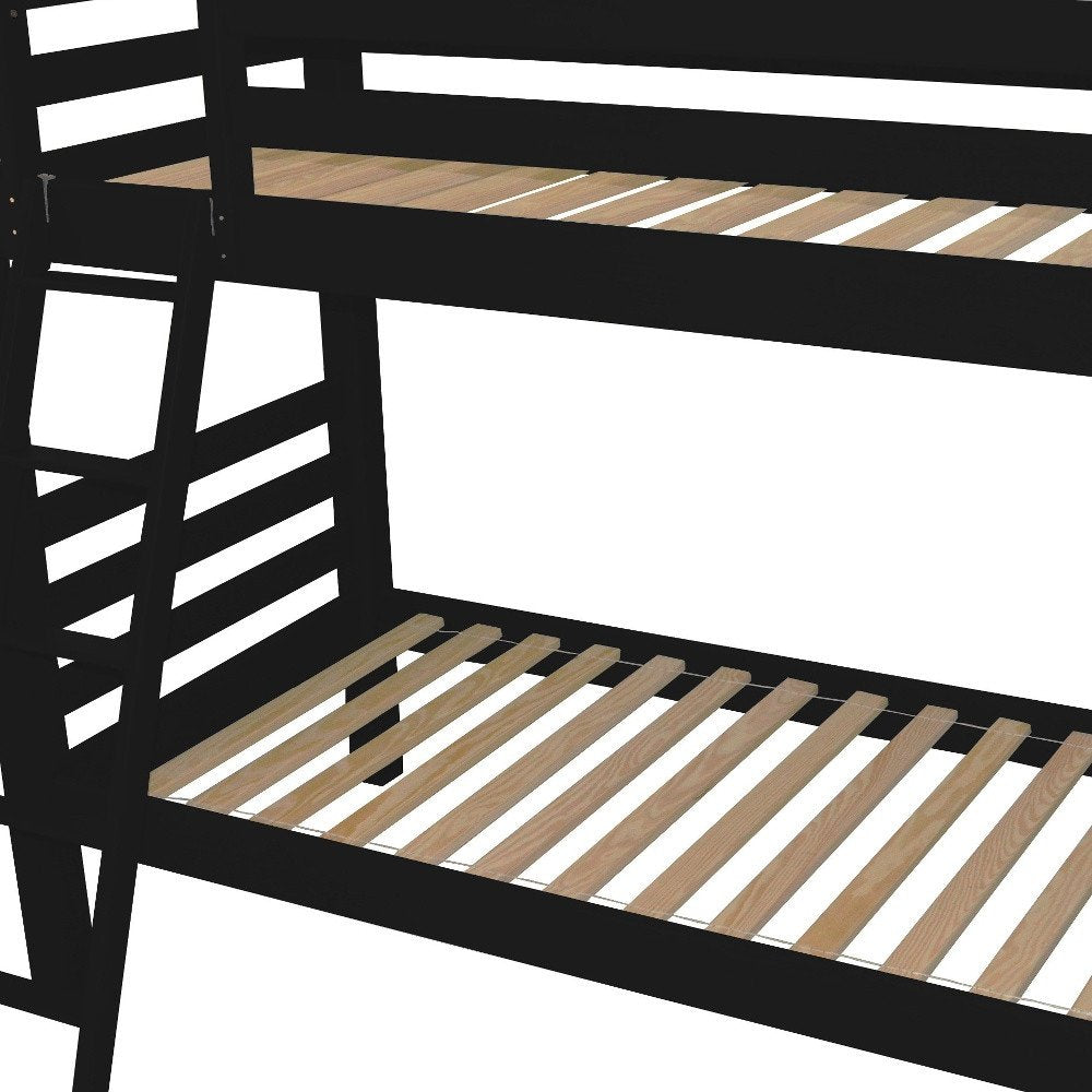 Black Queen Over Queen Solid Wood Bunk Bed HomeRoots