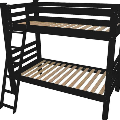 Black Queen Over Queen Solid Wood Bunk Bed HomeRoots