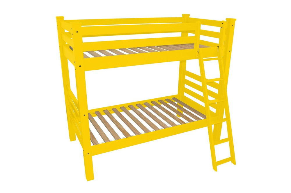 Yellow Queen Solid Wood Bunk Bed HomeRoots