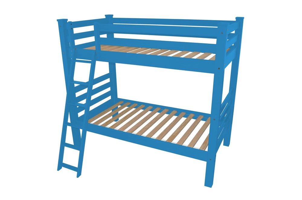 Blue Queen Solid Wood Bunk Bed HomeRoots