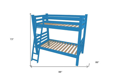 Blue Queen Solid Wood Bunk Bed HomeRoots
