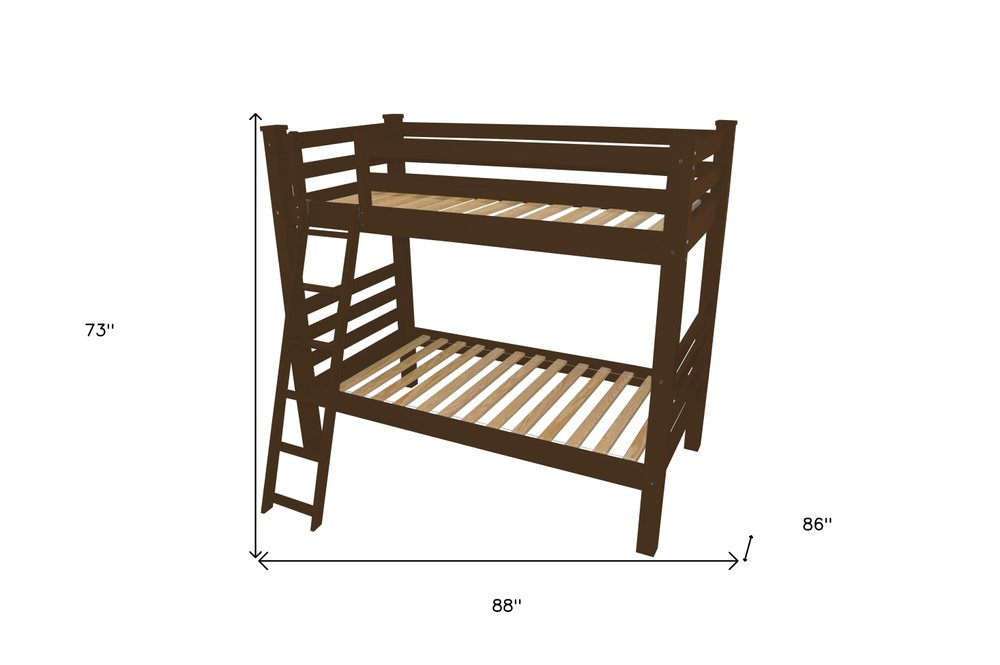 Brown Queen Traditional Solid Wood Bunk Bed HomeRoots
