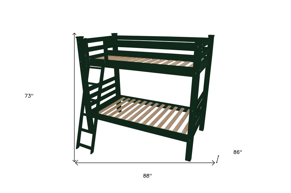 Green Queen Solid Wood Bunk Bed HomeRoots