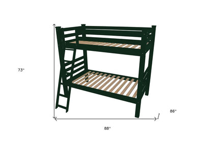 Green Queen Solid Wood Bunk Bed HomeRoots