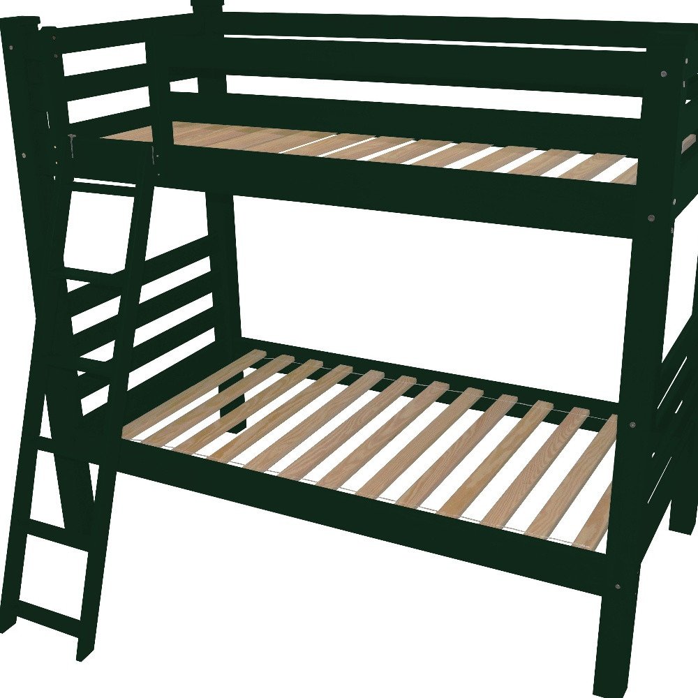 Green Queen Solid Wood Bunk Bed HomeRoots