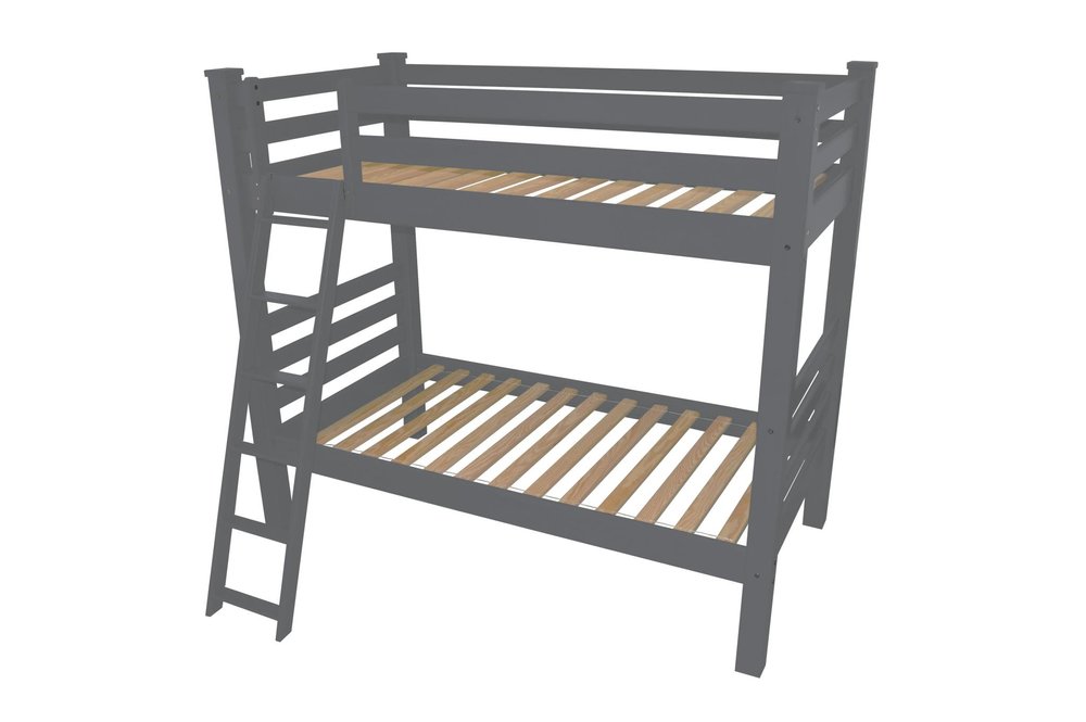 Gray Queen Solid Wood Bunk Bed HomeRoots