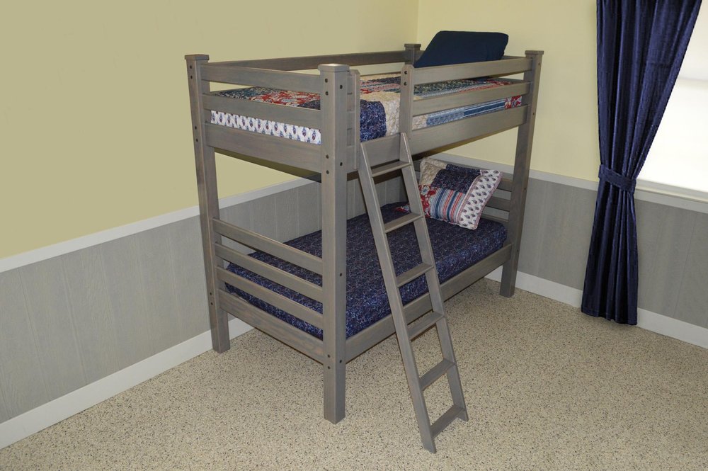 Gray Queen Solid Wood Bunk Bed HomeRoots