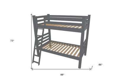 Gray Queen Solid Wood Bunk Bed HomeRoots