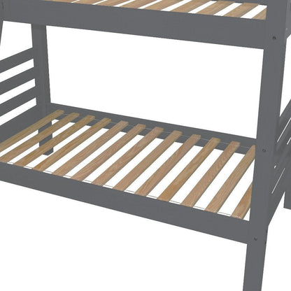 Gray Queen Solid Wood Bunk Bed HomeRoots