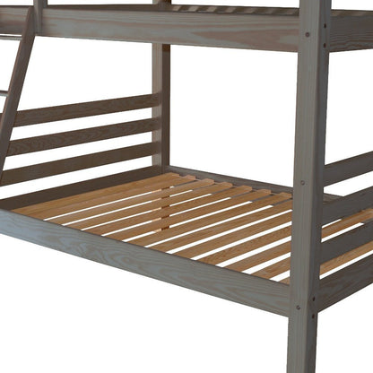 Gray Queen Over Queen Solid Wood Bunk Bed HomeRoots