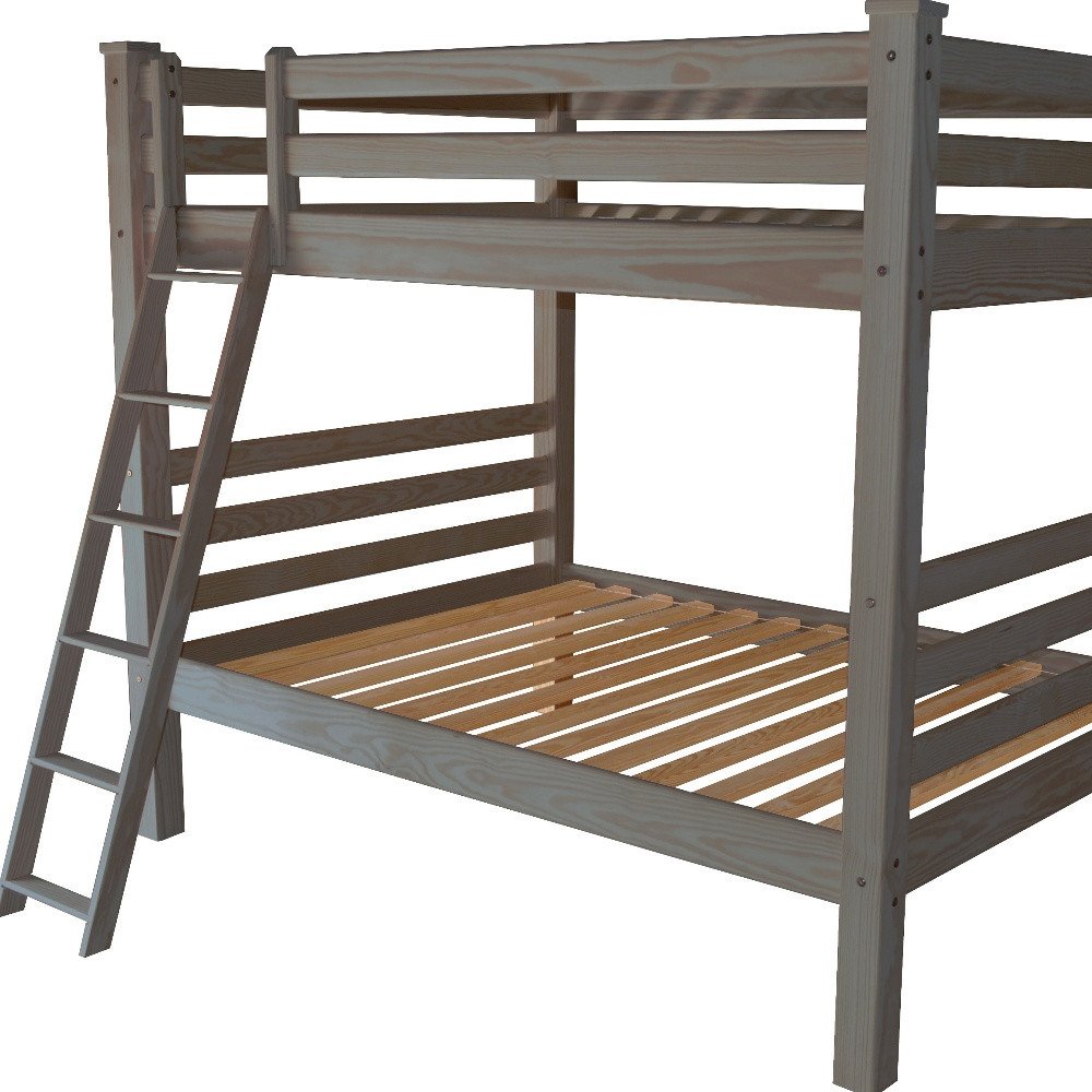 Gray Queen Over Queen Solid Wood Bunk Bed HomeRoots