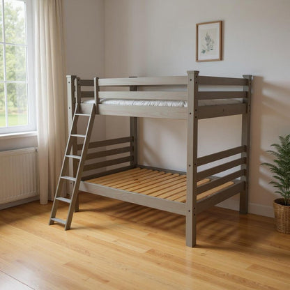 Gray Queen Over Queen Solid Wood Bunk Bed HomeRoots