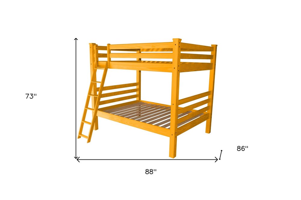 Yellow Queen Over Queen Solid Wood Bunk Bed HomeRoots
