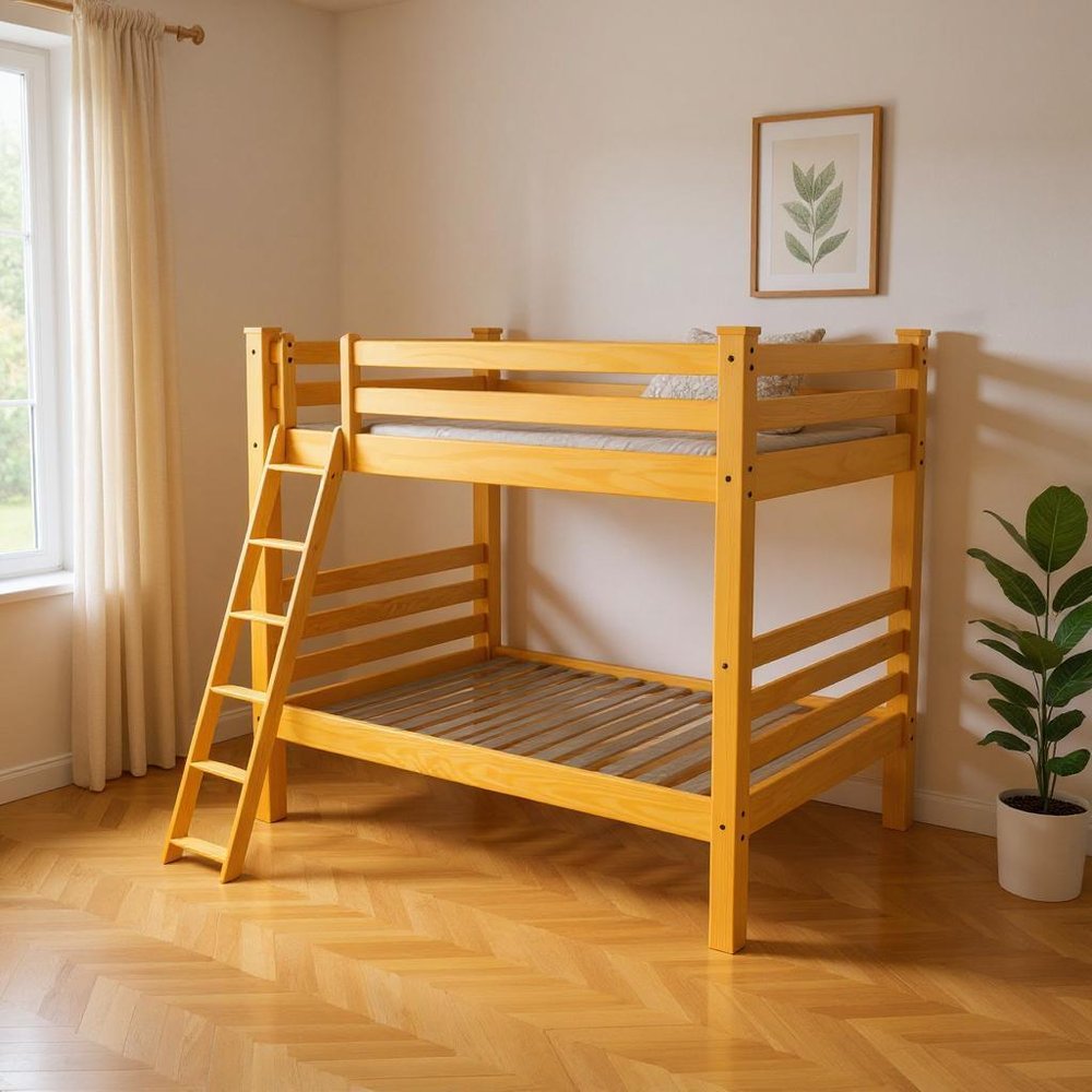 Yellow Queen Over Queen Solid Wood Bunk Bed HomeRoots