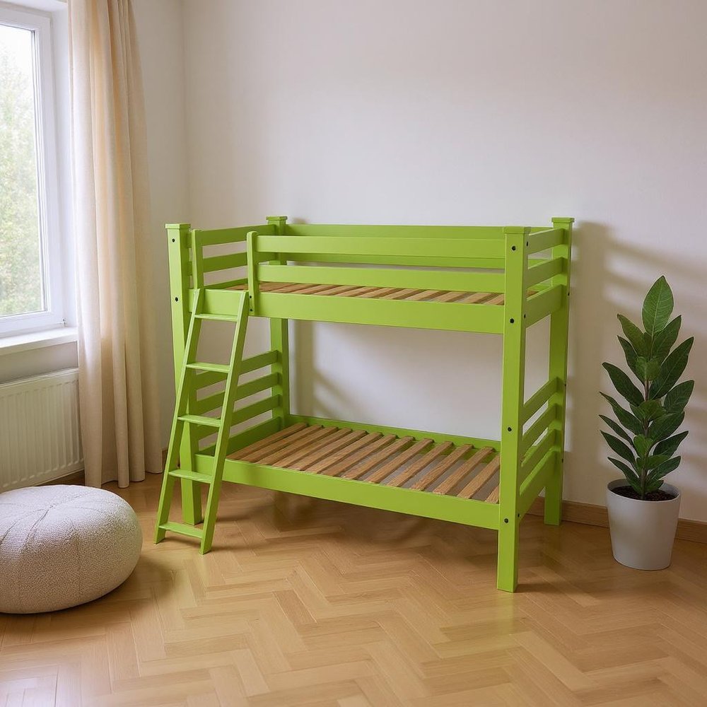 Green Queen Solid Wood Bunk Bed HomeRoots