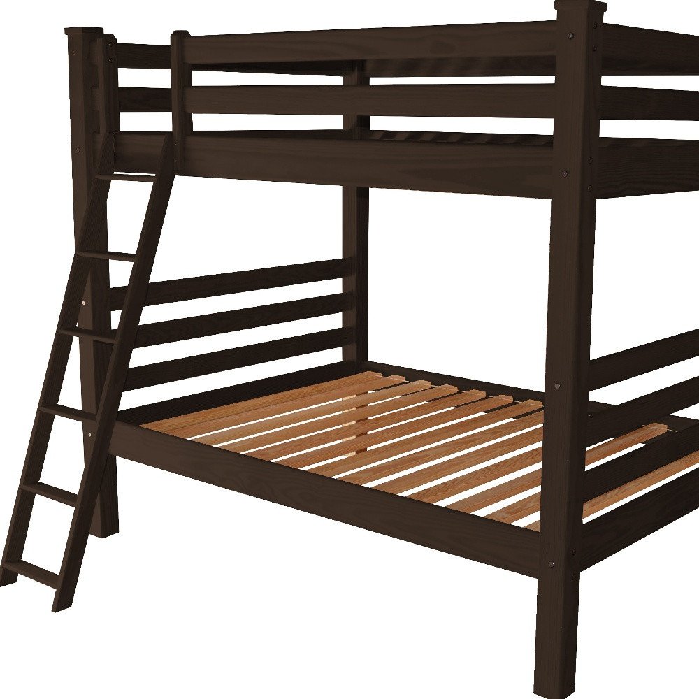 Brown Queen Over Queen Solid Wood Bunk Bed HomeRoots