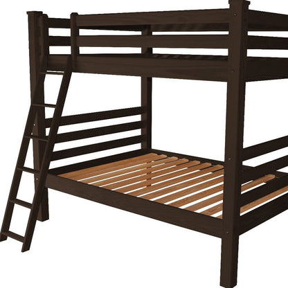 Brown Queen Over Queen Solid Wood Bunk Bed HomeRoots
