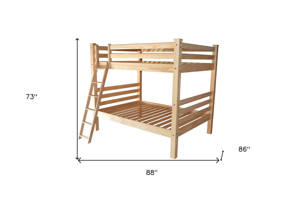 Natural Queen Over Queen Solid Wood Bunk Bed HomeRoots
