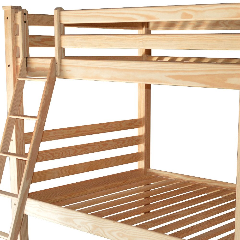 Natural Queen Over Queen Solid Wood Bunk Bed HomeRoots