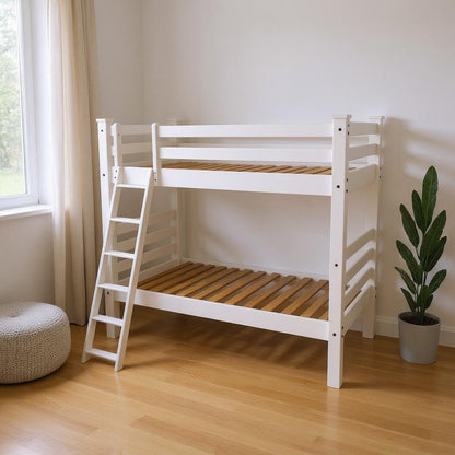 White Queen Solid Wood Bunk Bed HomeRoots