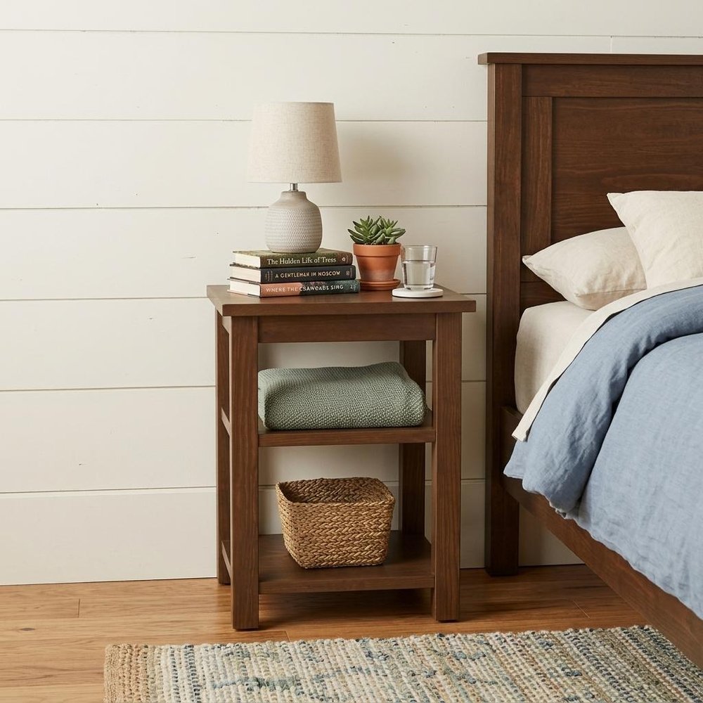 28" Brown Solid Wood Nightstand HomeRoots