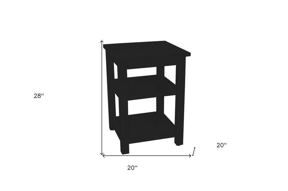 28" Black Solid Wood Nightstand HomeRoots