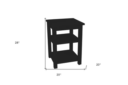 28" Black Solid Wood Nightstand HomeRoots