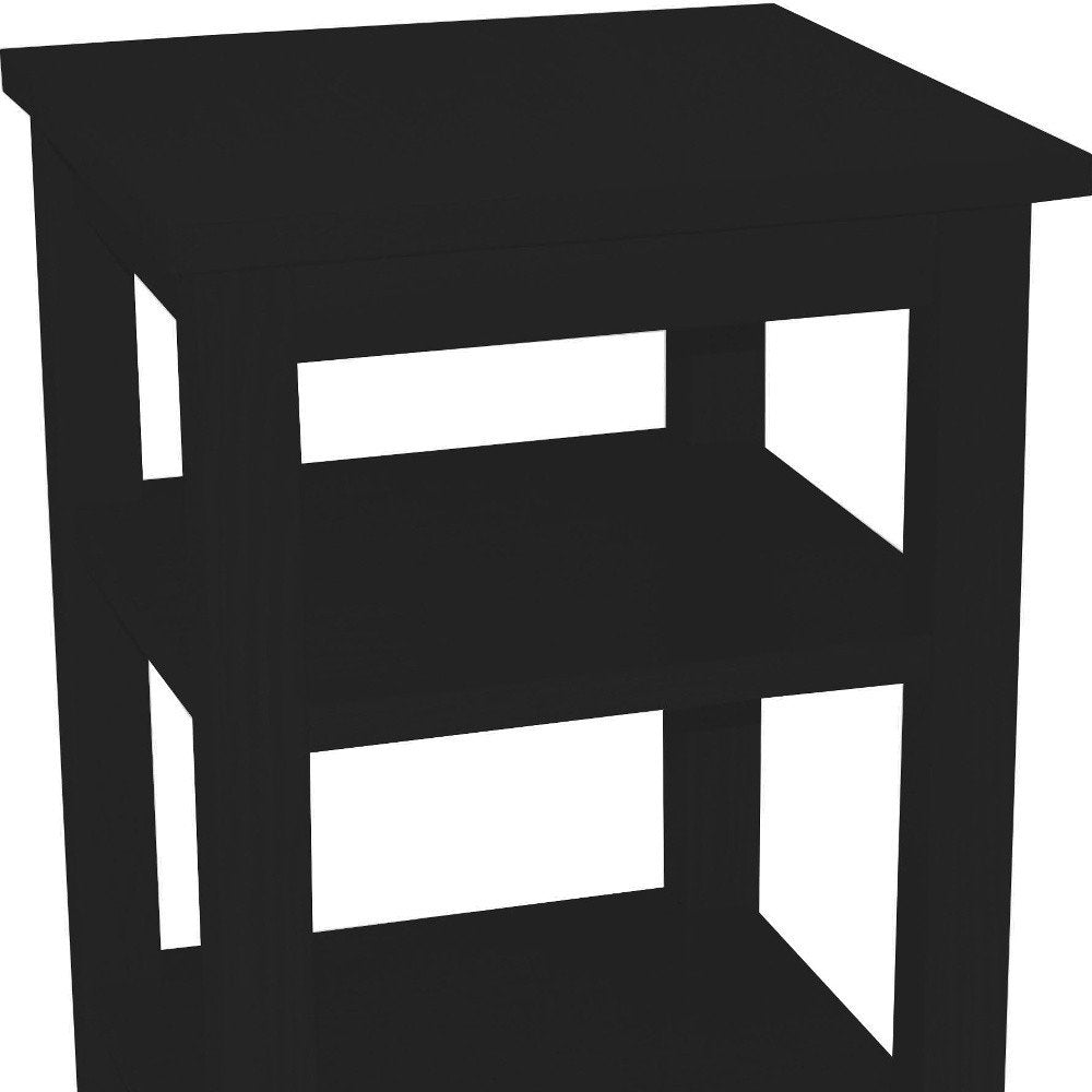 28" Black Solid Wood Nightstand HomeRoots