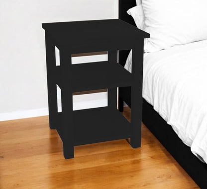 28" Black Solid Wood Nightstand HomeRoots