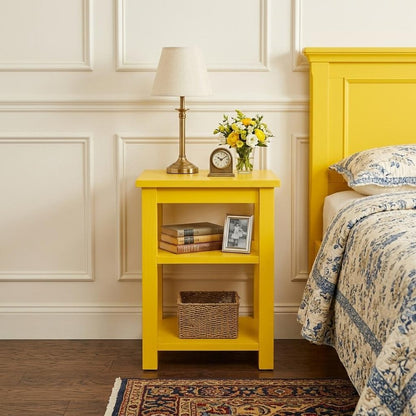 28" Yellow Solid Wood Nightstand HomeRoots