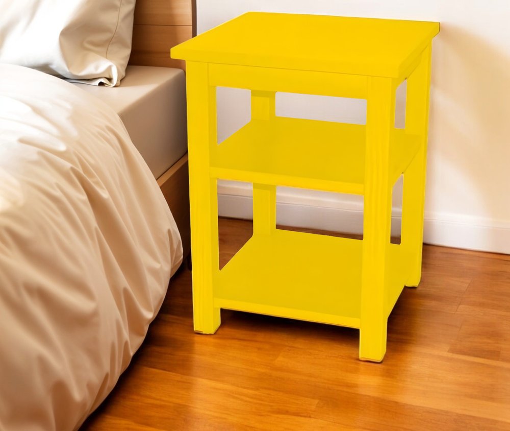 28" Yellow Solid Wood Nightstand HomeRoots
