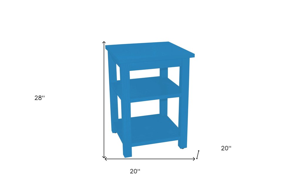 28" Blue Solid Wood Nightstand HomeRoots
