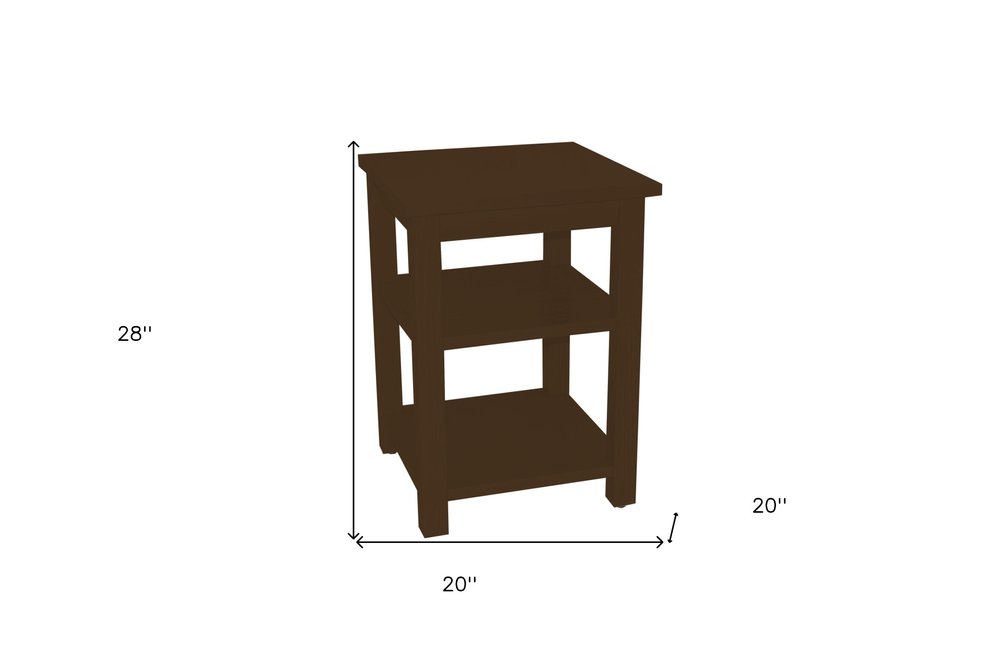 28" Dark Brown Solid Wood Nightstand HomeRoots