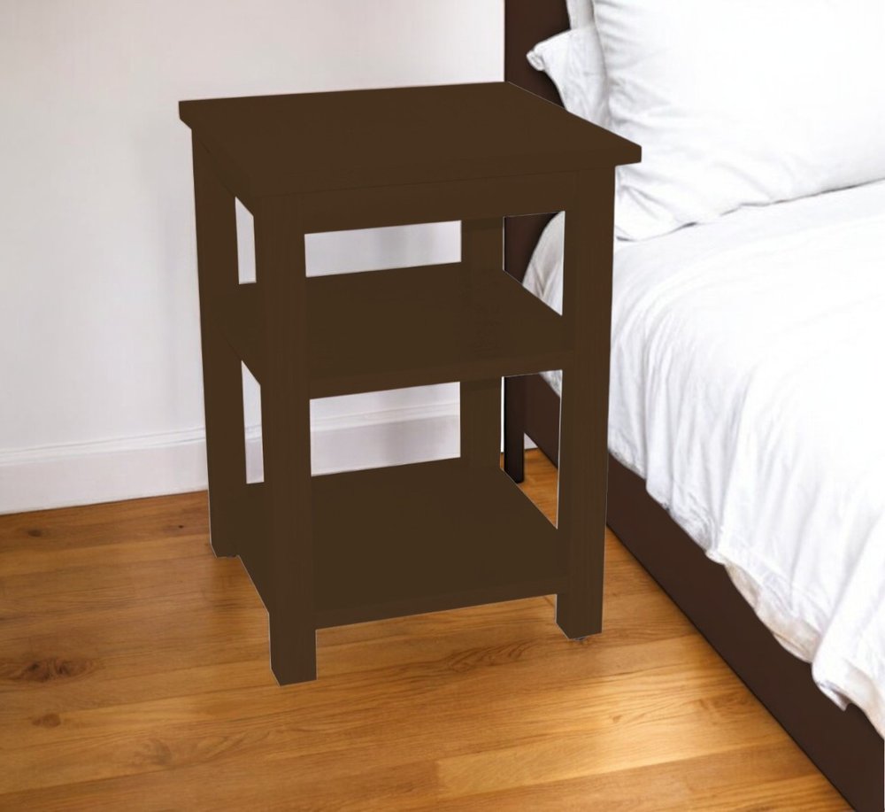28" Dark Brown Solid Wood Nightstand HomeRoots