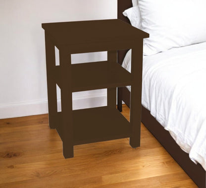 28" Dark Brown Solid Wood Nightstand HomeRoots