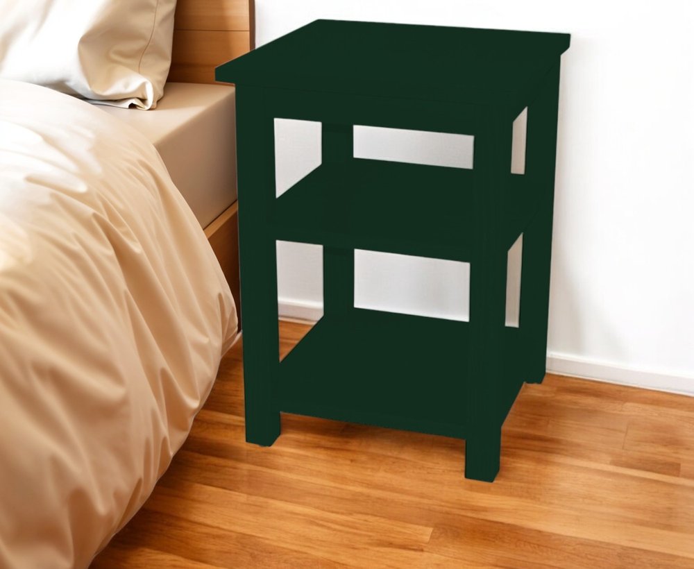 28" Dark Green Solid Wood Nightstand HomeRoots