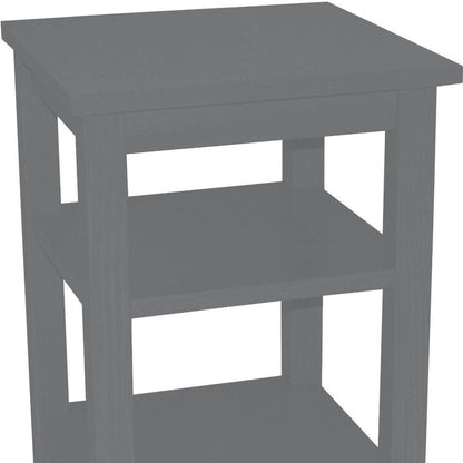 28" Gray Solid Wood Nightstand HomeRoots